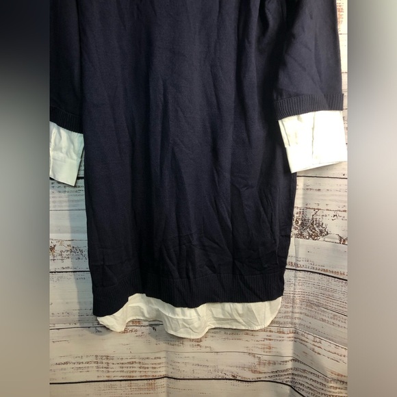 Navy Blue Layered Sweater Dress - Picture 6 of 15